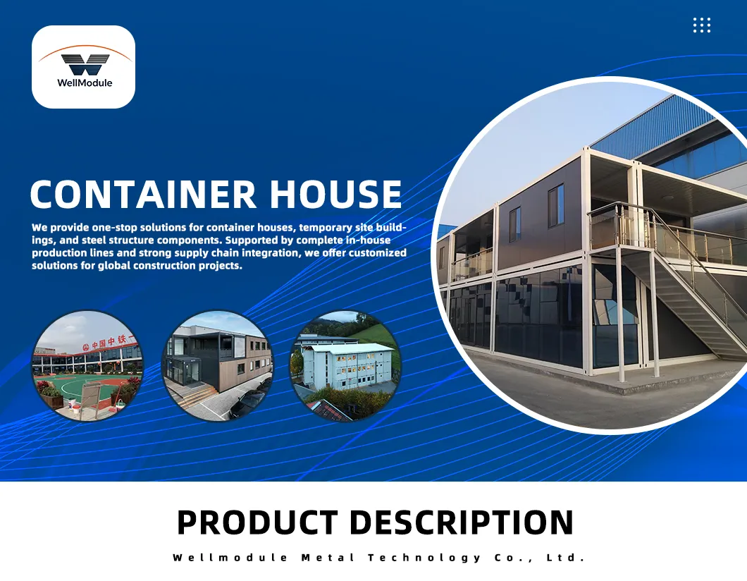 Casa Contenedor Prefabricada Modular Portátil Oficina de Sitio para Gestión de Proyectos de Construcción Estructura de Acero Duradera Solución de Instalación Rápida