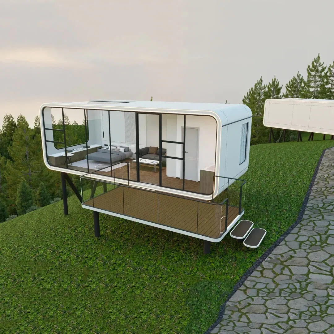 Amplia cabaña modular transportable de acero para almacenamiento de manzanas