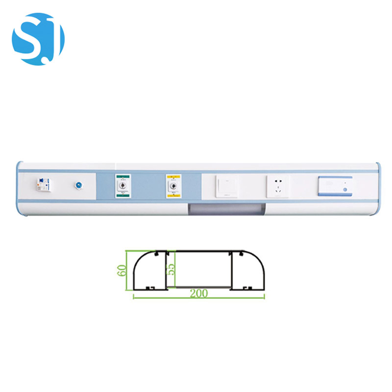 Unidad de cabecera de cama hospitalaria modular con sistema integrado de gas, eléctrico, energía, iluminación y comunicación