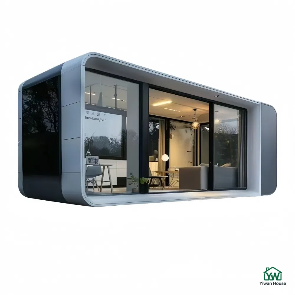 Unidad de dormitorio y baño totalmente amueblada de vivienda prefabricada premium terminada para operación de resort de glamping mini hotel 20FT cápsula transportable cabaña de manzana