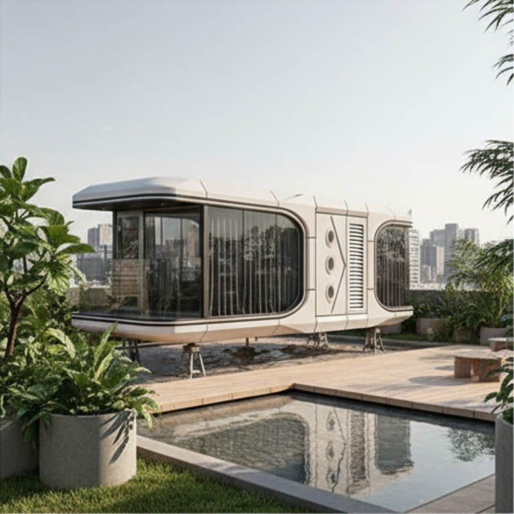 Cápsula modular de espacio de alivio de emergencia, vivienda portátil para áreas de desastre y sitios de construcción