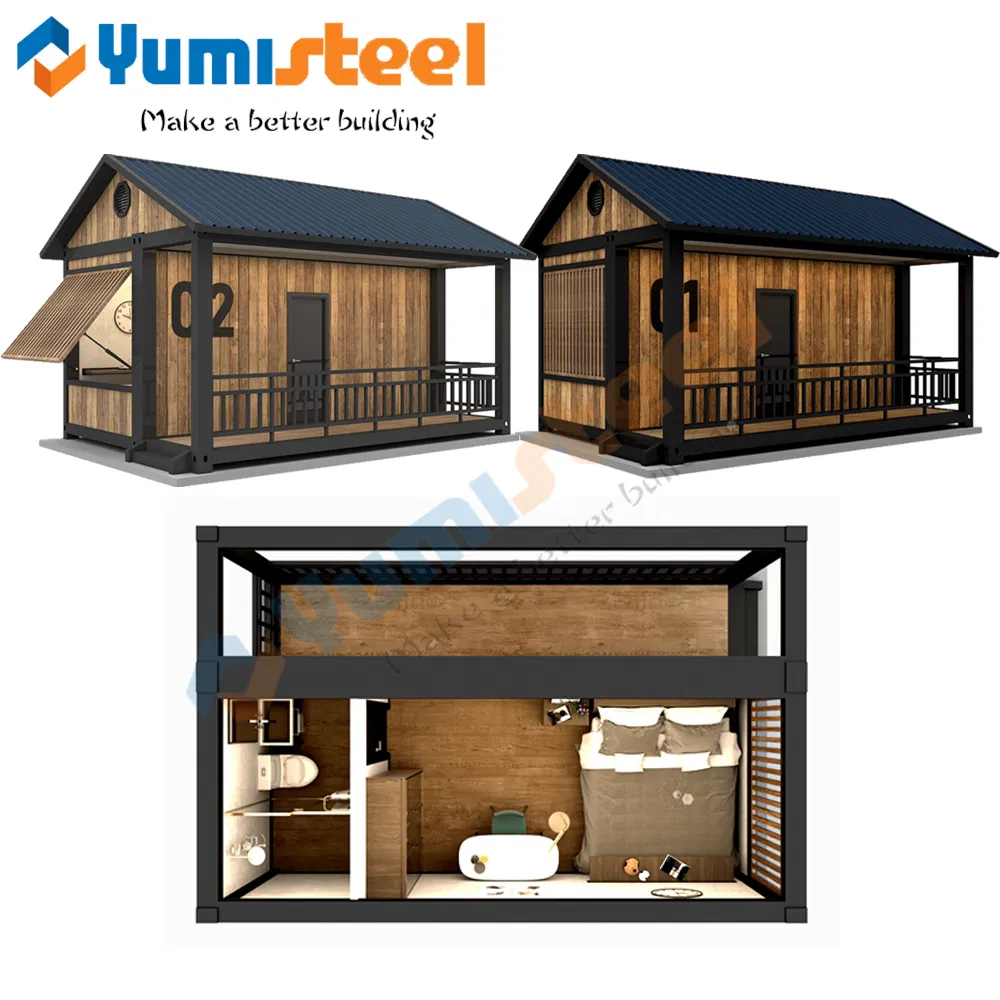 Casa modular de estilo japonés, habitación única, casa prefabricada móvil y mini para la costa