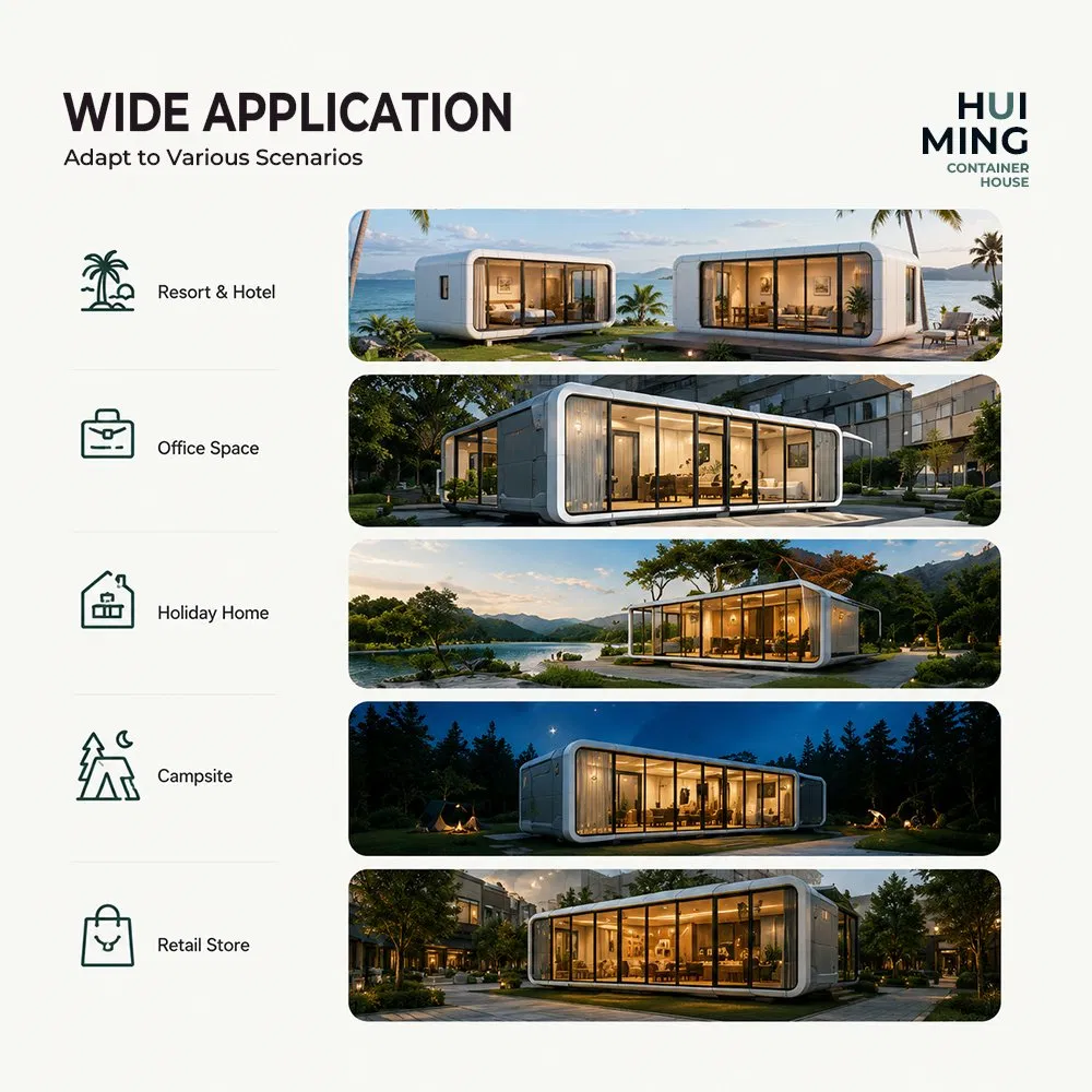 Casa Modular Apple Cabin para Resort de Glamping y Homestay Turístico Fábrica Directa Certificada ISO CE 20FT Casa Prefabricada a Prueba de Agua y Anticorrosión
