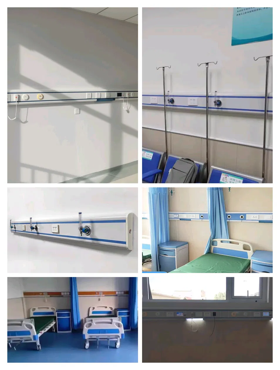 Instalación del sistema de cabecera de cama en hospital