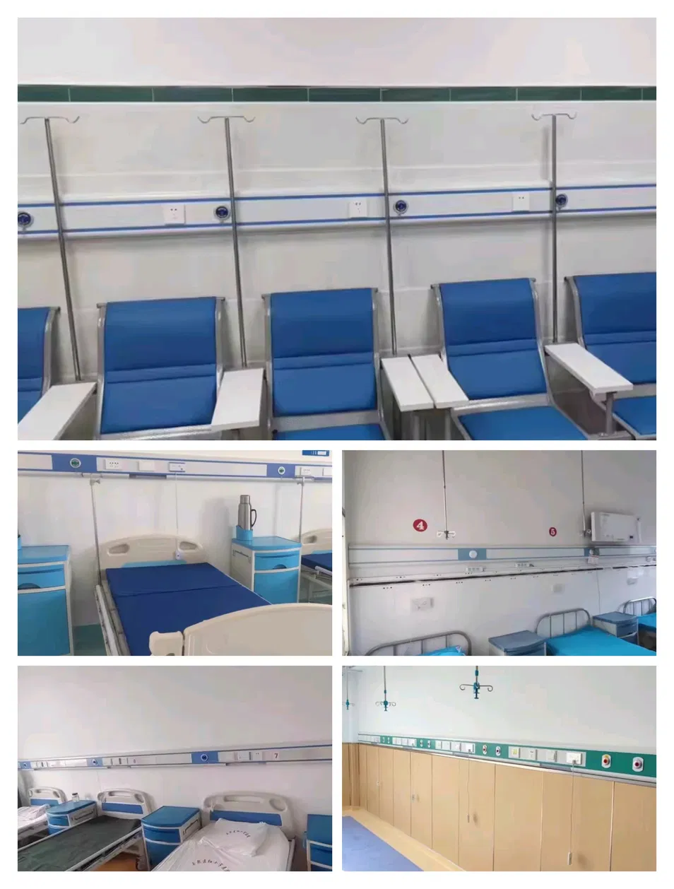 Unidad de cabecera de cama hospitalaria modular con sistema integrado de gas, eléctrico, energía, iluminación y comunicación