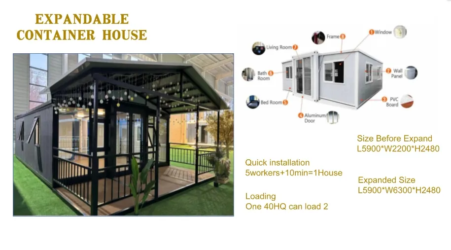 Casa Prefabricada Casa Modular Casa Prefabricada 20FT Casa Móvil Edificio Prefabricado Casa Portátil Casa de Contenedor de Lujo