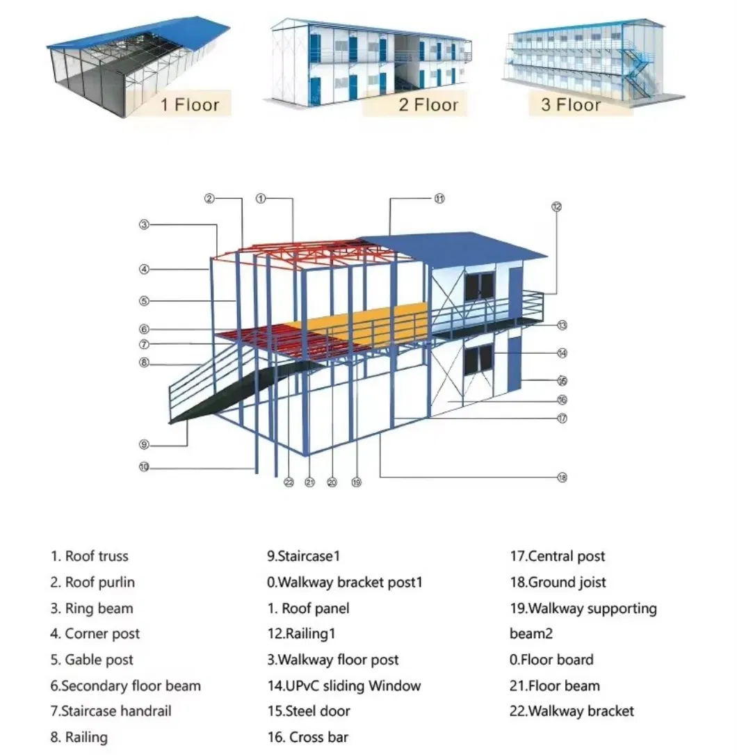 Casa Prefabricada Tipo K Directa de Fábrica para Dormitorio de Sitio de Construcción Oficina