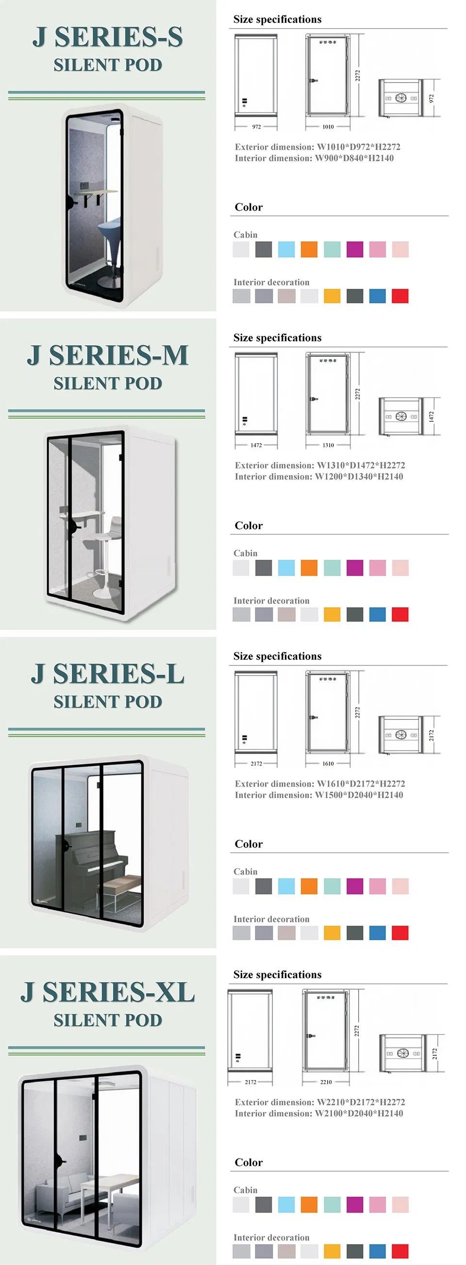 Cabina de oficina modular transportable con panel de pared de calendario de borrado en seco incorporado