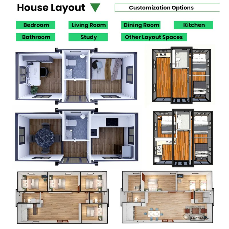 Contenedor plegable modular expandible moderno para vivienda prefabricada para oficina en sitio de construcción comercial