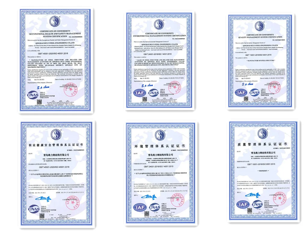 Certificados de control de calidad de la producción de acero