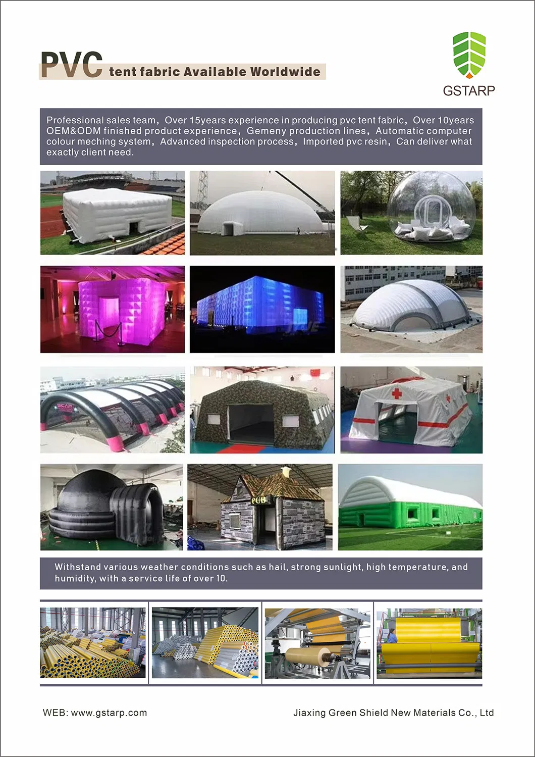 Detalle de las costuras de la carpa de PVC