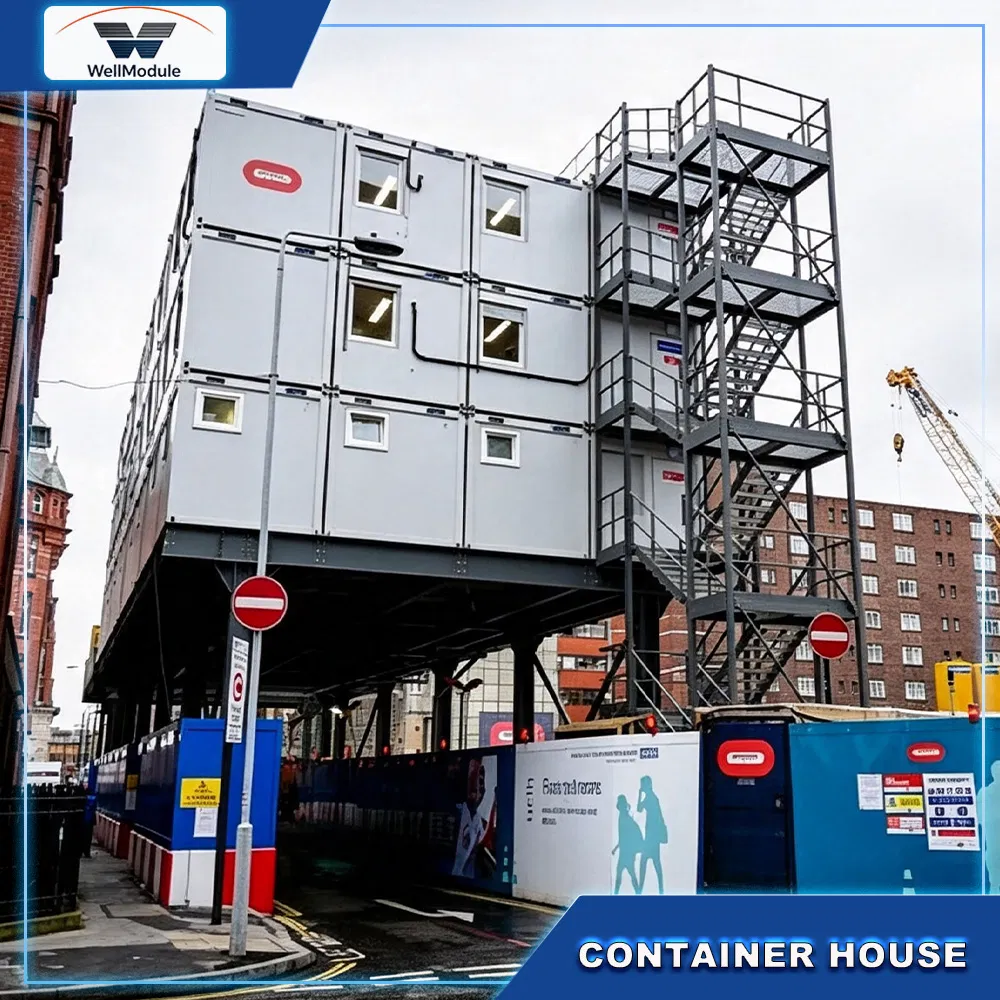 Casa Contenedor Prefabricada Modular Portátil Oficina de Sitio para Gestión de Proyectos de Construcción Estructura de Acero Duradera Solución de Instalación Rápida
