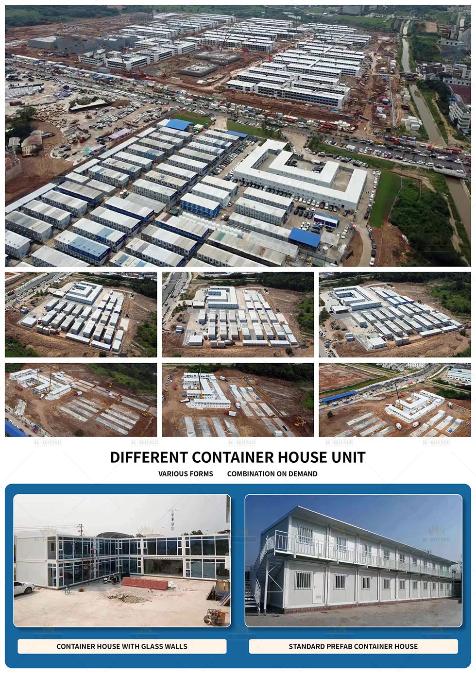 Sitio de construcción dormitorio modular portátil oficinas prefabricadas contenedores en venta