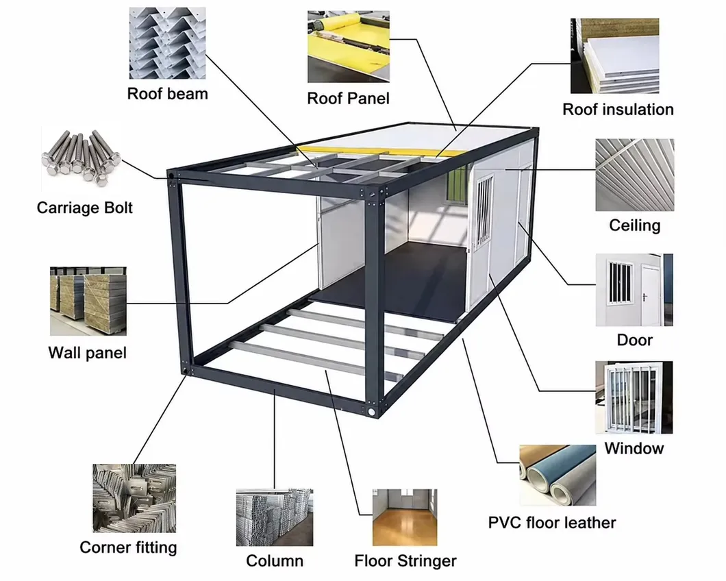 40FT Casa Contenedor Modular Prefabricada Expandible Portátil Plegable Lista