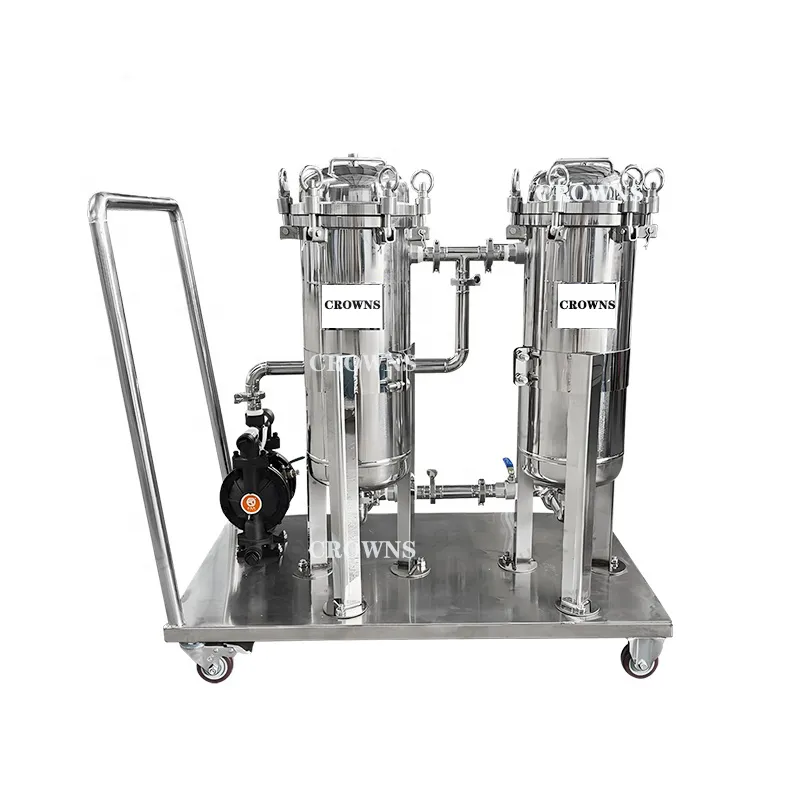 2 Conjuntos de filtros de bolsa única con bomba neumática para un 2 nivel de filtración