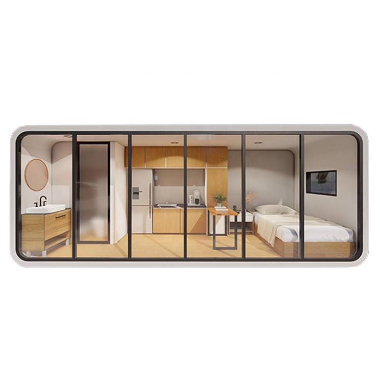 Casa cápsula de acero de alta calidad con certificado CE e ISO, instalación rápida, casa contenedor portátil modular fabricada, cabaña de manzana para vivir y oficina