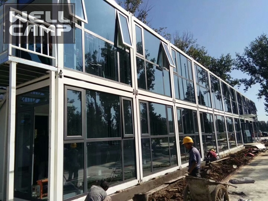 Campamento temporal de trabajo de bajo costo para construcción, oficina portátil prefabricada