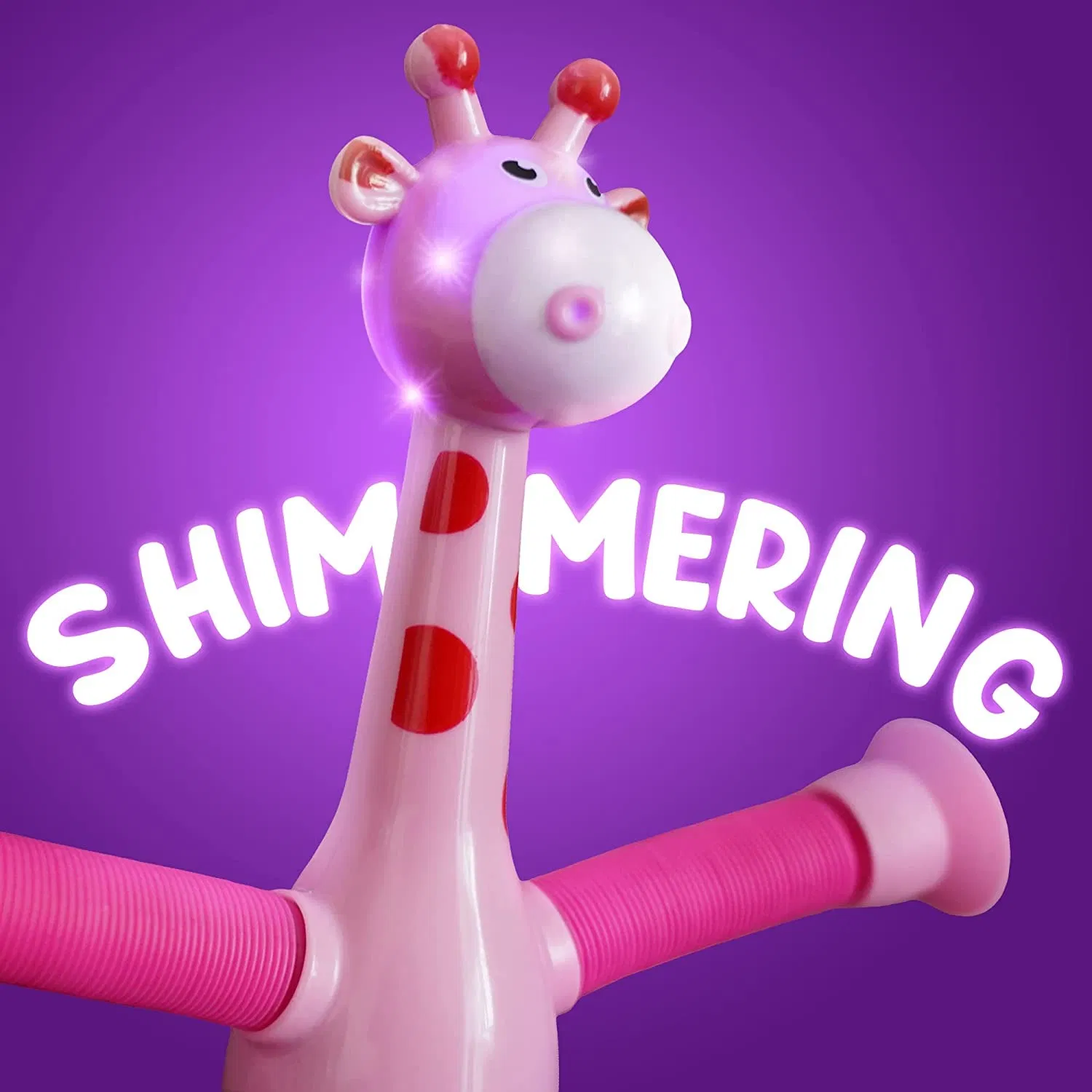 ألعاب بلاستيكية ملونة مضيئة للبيع الساخن، أنابيب ضغط حسية للأطفال، ألعاب أنابيب جرافة مع أكواب شفط