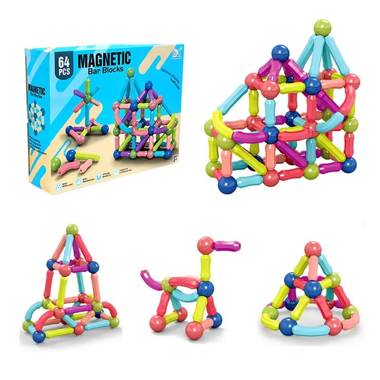 64PCS كتل بناء بلاستيكية كبيرة للأطفال، ألعاب تعليمية للأطفال