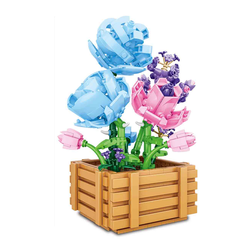 QS Toys Creative DIY ABS Plastic Assembly Teys Flower Branch كتل الإنشاء عرض العناصر نماذج تعليمية مجموعة الهدايا للفتيات