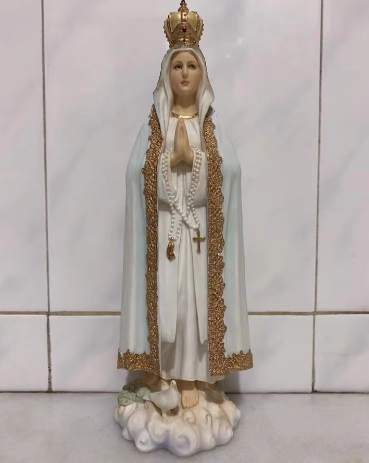مصنع مخصص لتماثيل دينية مريم مع الطفل والخروف، تماثيل دينية، تماثيل دينية مصنوعة من البولي ريزين، مصنع الحرف الدينية في الصين