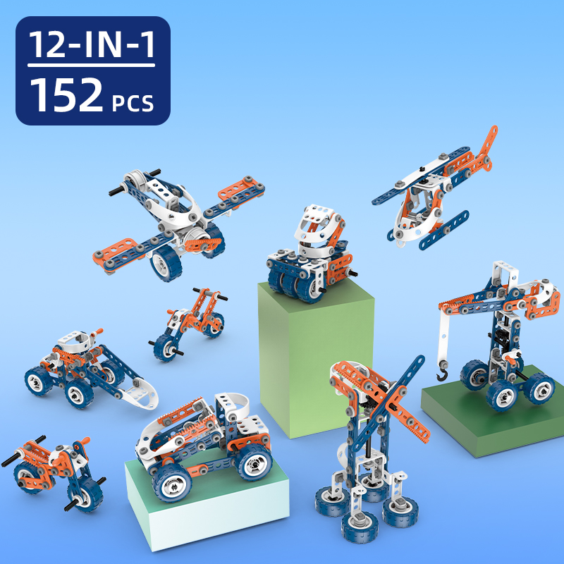 152PCS ألعاب بلاستيكية ذكية للبناء واللعب 12 في 1 كتل بناء STEM للأطفال