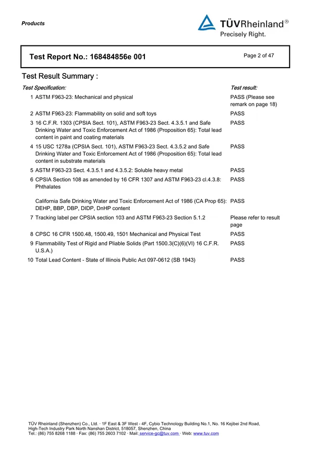 ASTM Certificate