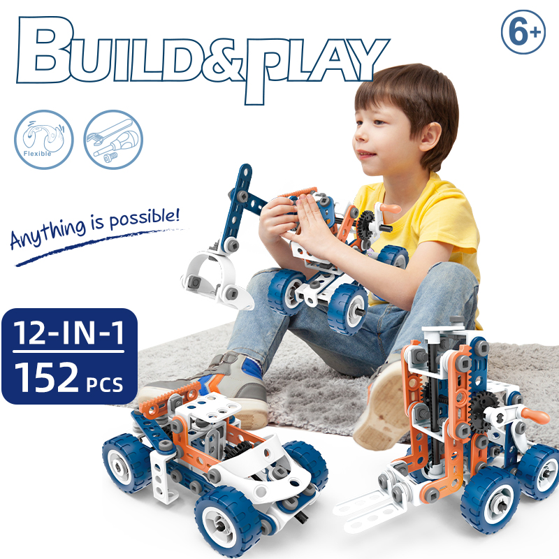 152PCS ألعاب بلاستيكية ذكية للبناء واللعب 12 في 1 كتل بناء STEM للأطفال