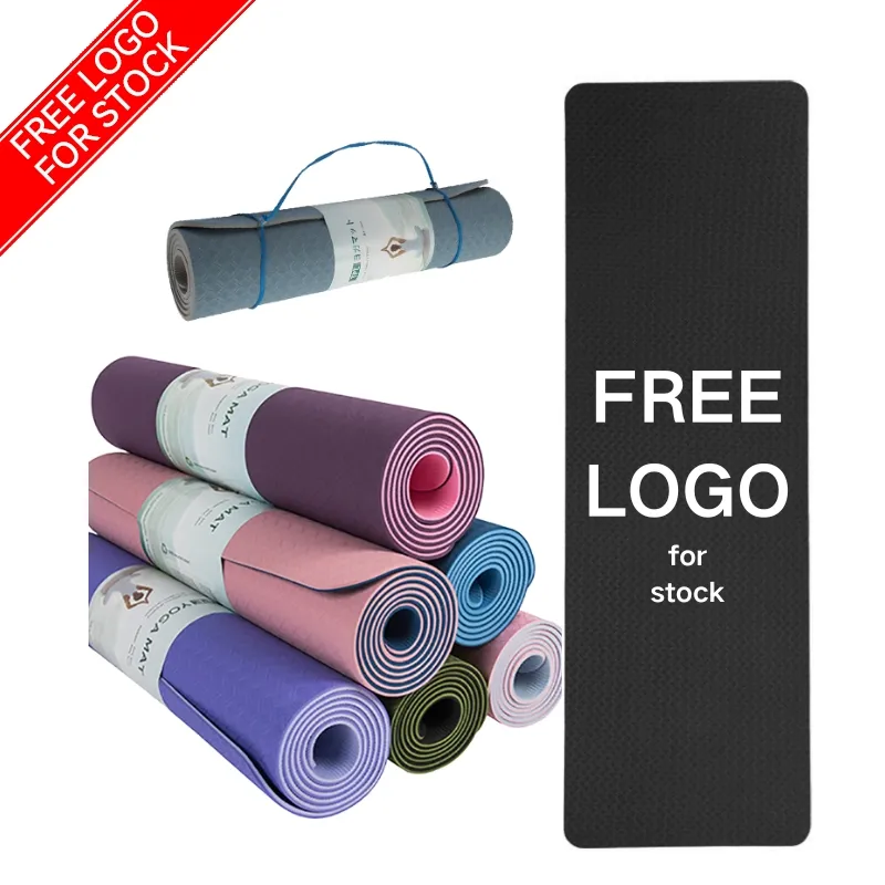 Exercise Workout Sports Non Slip Custom Eco Friendly Sustainable Recyclable Black TPE Yoga Mat