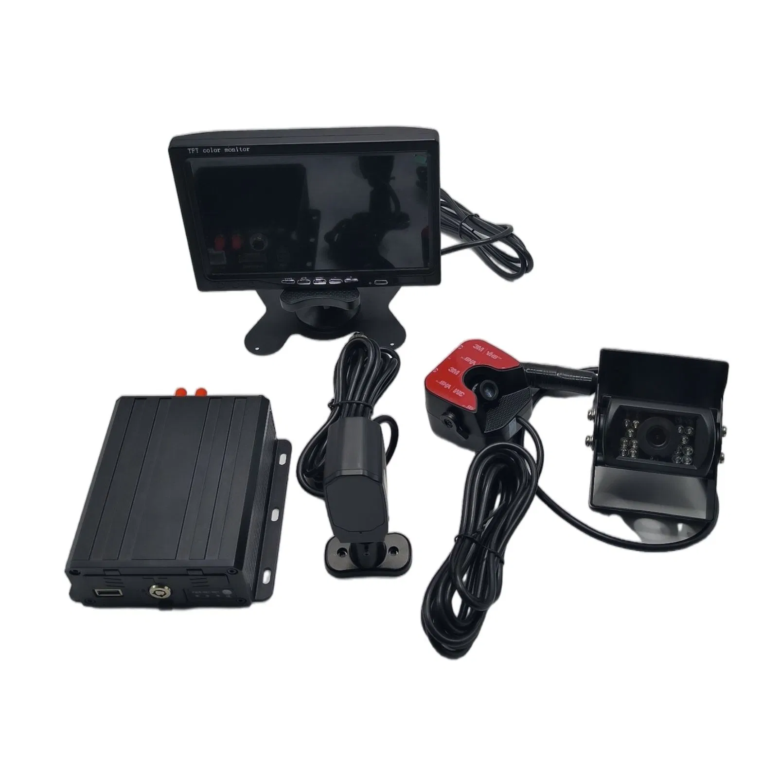 an All-in-One 4-Channel 1080P Mobile DVR Integrates Real-Time Surveillance GPS Tracking and Fuel Monitoring for Logistics Fleets.