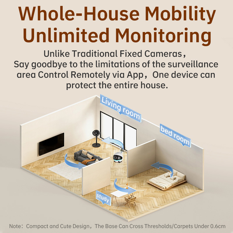 Real-Time Alarm Wireless Classic-Style Pet Camera off-Grid Running Robot, Precise Tracking of Unusual Activities Living Room Plastic