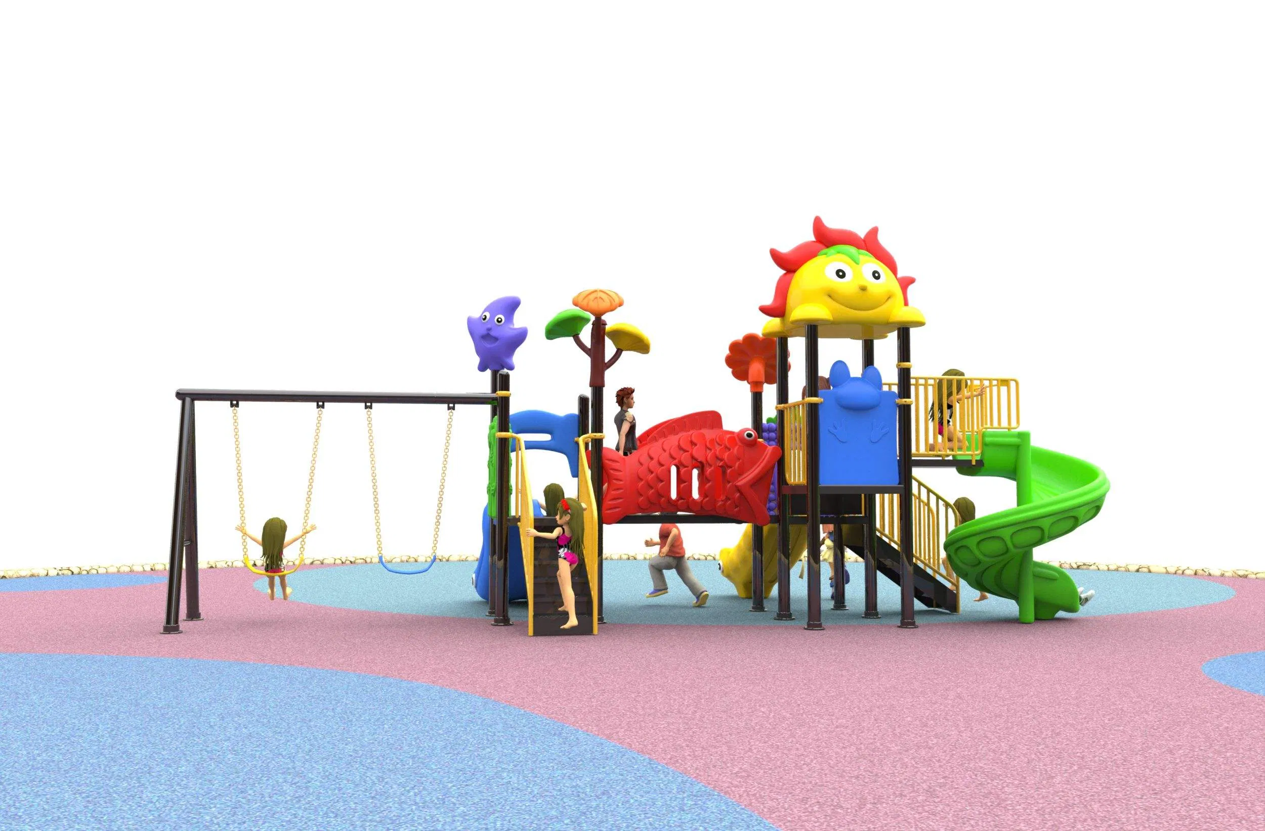 Certified Swing Sets Playground Outdoor Plastic Park Playground Equipment for Kids Kindergarten Play