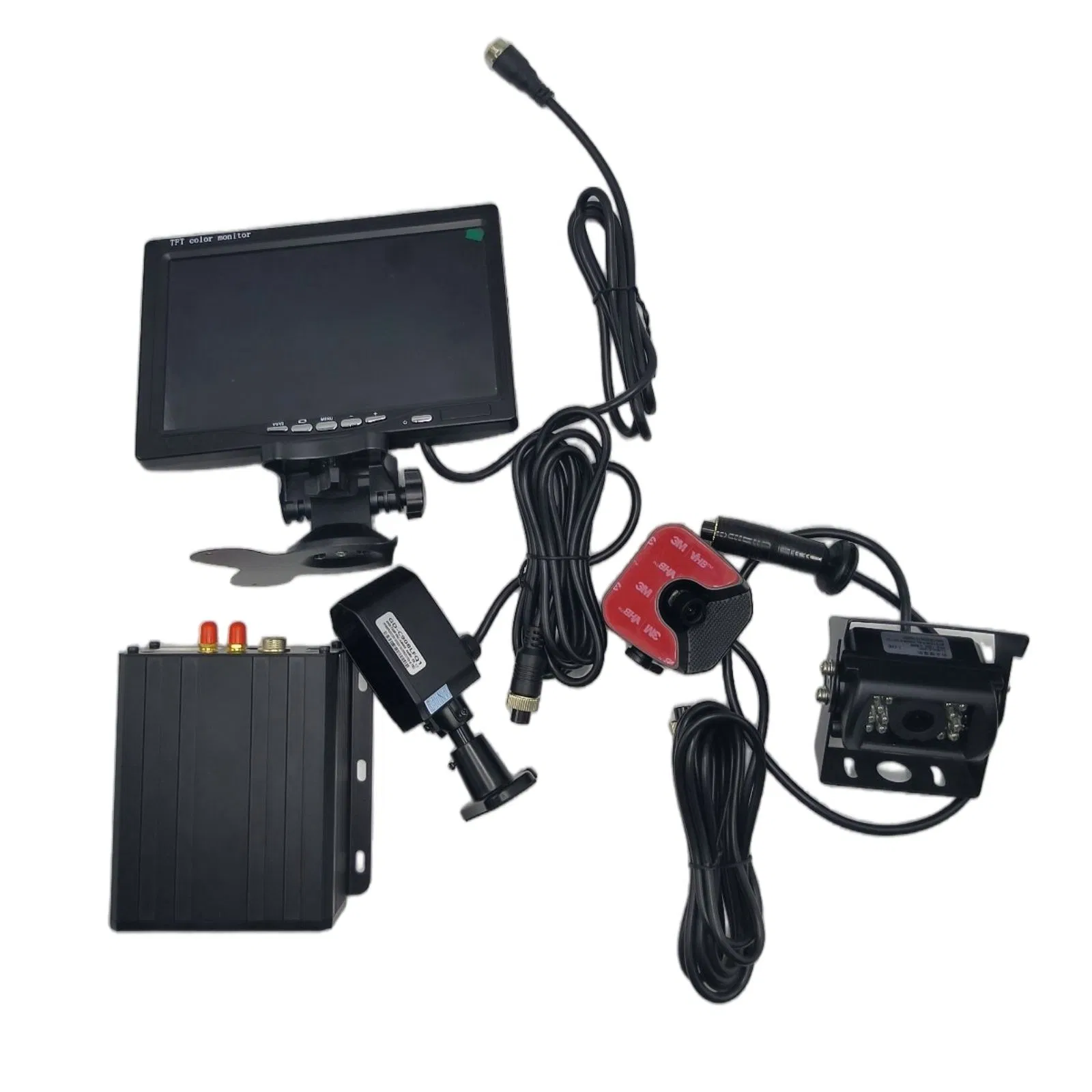 an All-in-One 4-Channel 1080P Mobile DVR Integrates Real-Time Surveillance GPS Tracking and Fuel Monitoring for Logistics Fleets.