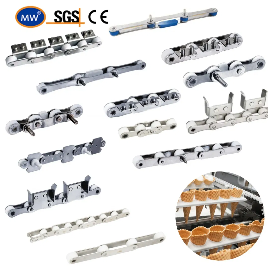 OEM ODM 304/316 Stainless Steel Food Grade Cold Drink Extended Pin Dairy Machinery Ice Cream Freezing Tunnel Dessert Conveyor Chain for Ice Cream Maker Machine