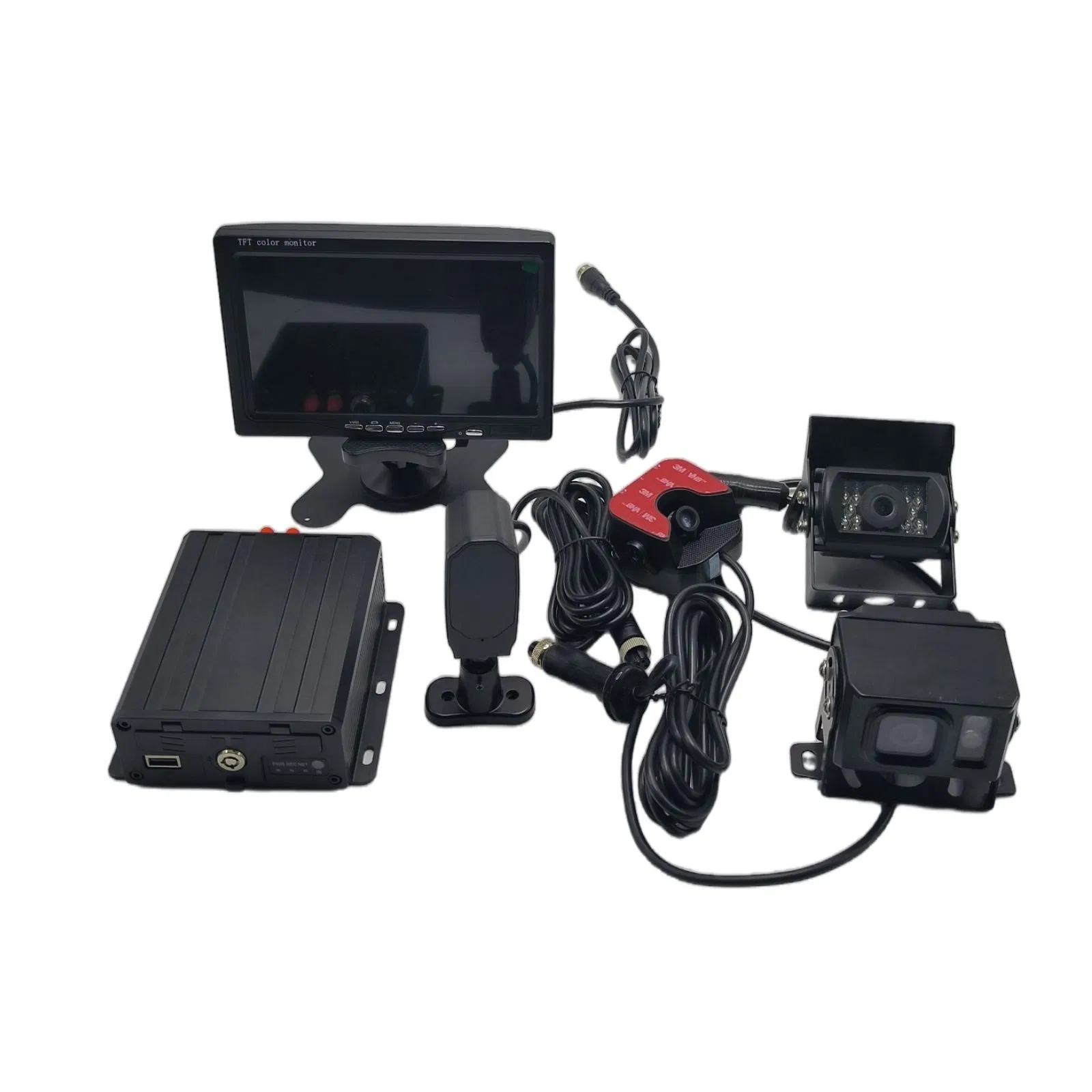 an All-in-One 4-Channel 1080P Mobile DVR Integrates Real-Time Surveillance GPS Tracking and Fuel Monitoring for Logistics Fleets.