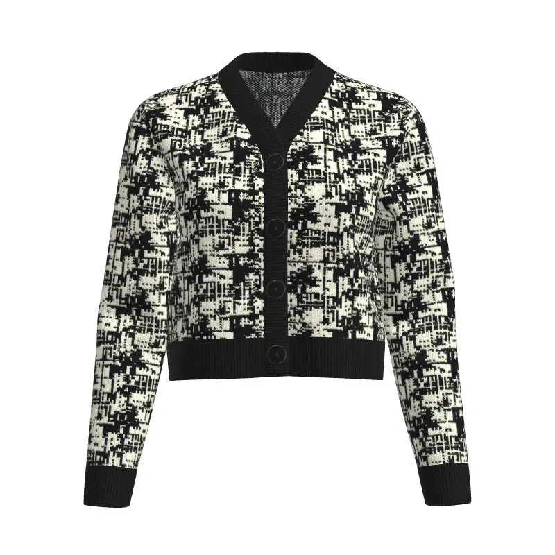 China Merino Jacquard Wool Lady's Cardigan Manufacturers, Factory