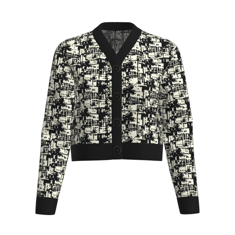 Merino Jacquard Wool Lady's Cardigan08v5h