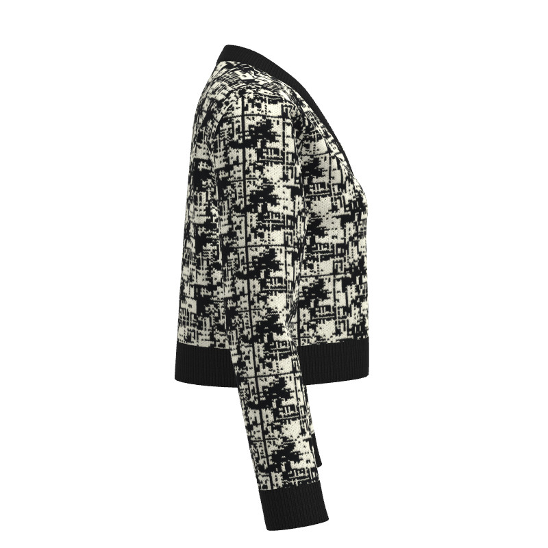 Merino Jacquard Wool Lady's Cardigan06e9y