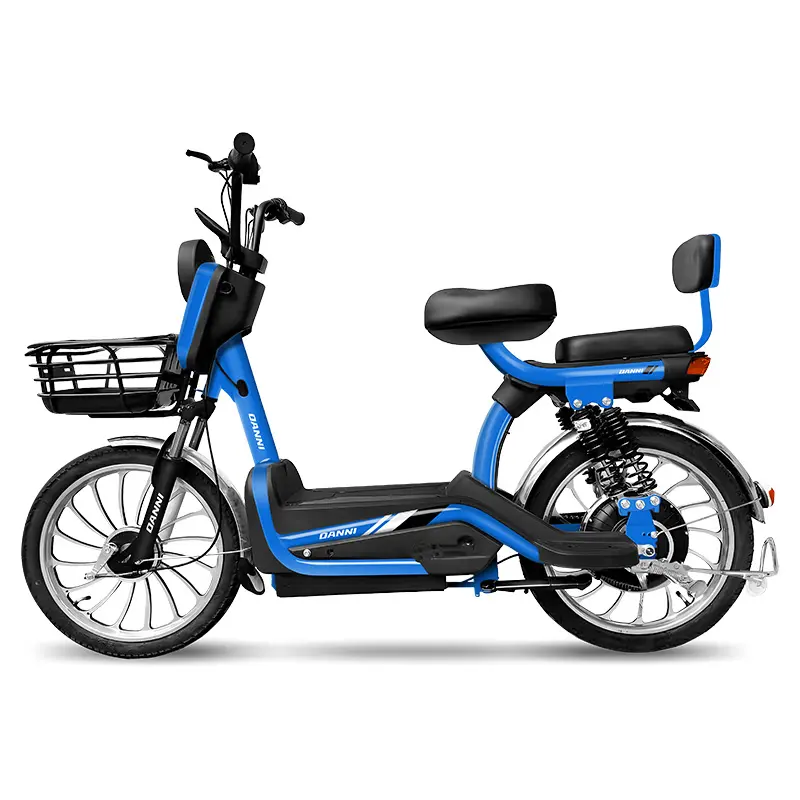 Wholesale Blue Dual-Seat Electric Commuter Bike with Front Basket Manufacturer, Factories