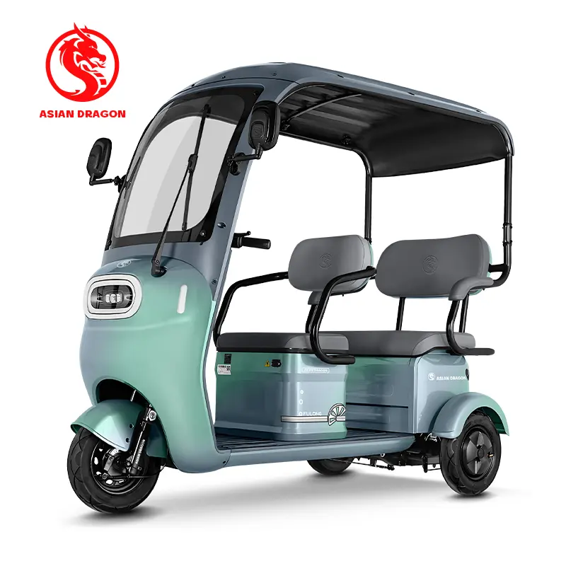 China Suppliers Factory ASIAN DRAGON Gradient Green Canopy Tricycle: Weatherproof Three-Wheel Commuter for All Conditions
