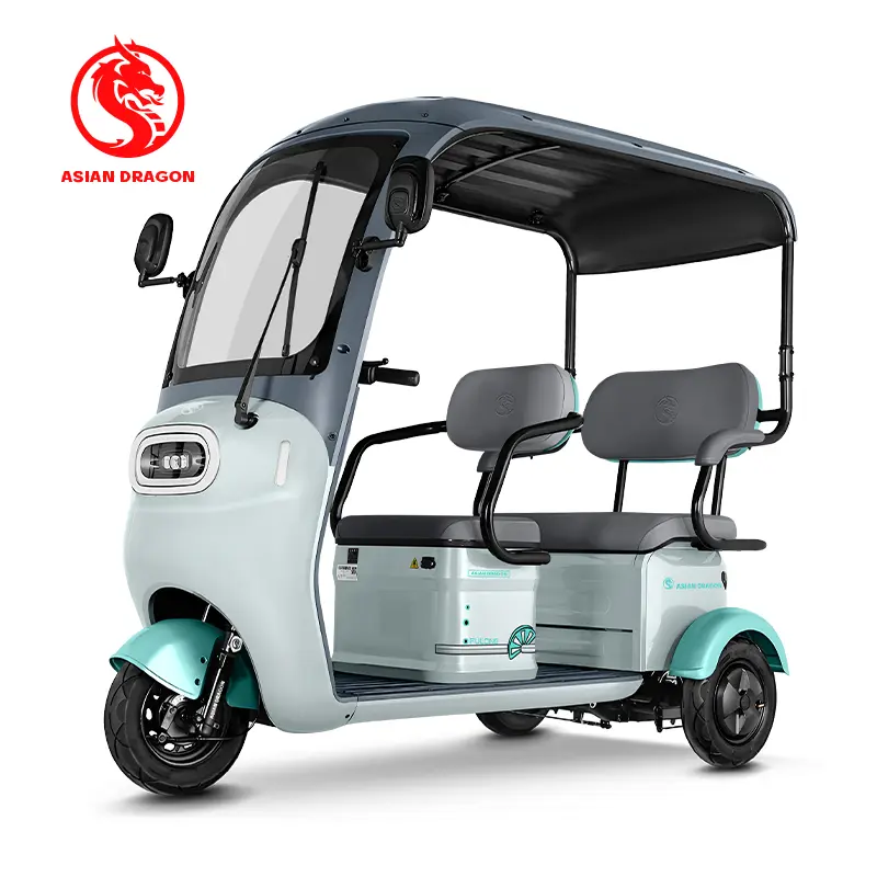 China Suppliers Factory ASIAN DRAGON Gradient Green Canopy Tricycle: Weatherproof Three-Wheel Commuter for All Conditions