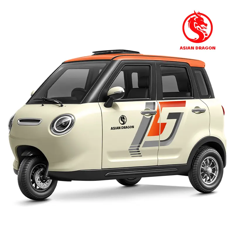 China Suppliers Factory ASIAN DRAGON White-Orange Enclosed E-Trike for Safe and Stylish Family Rides