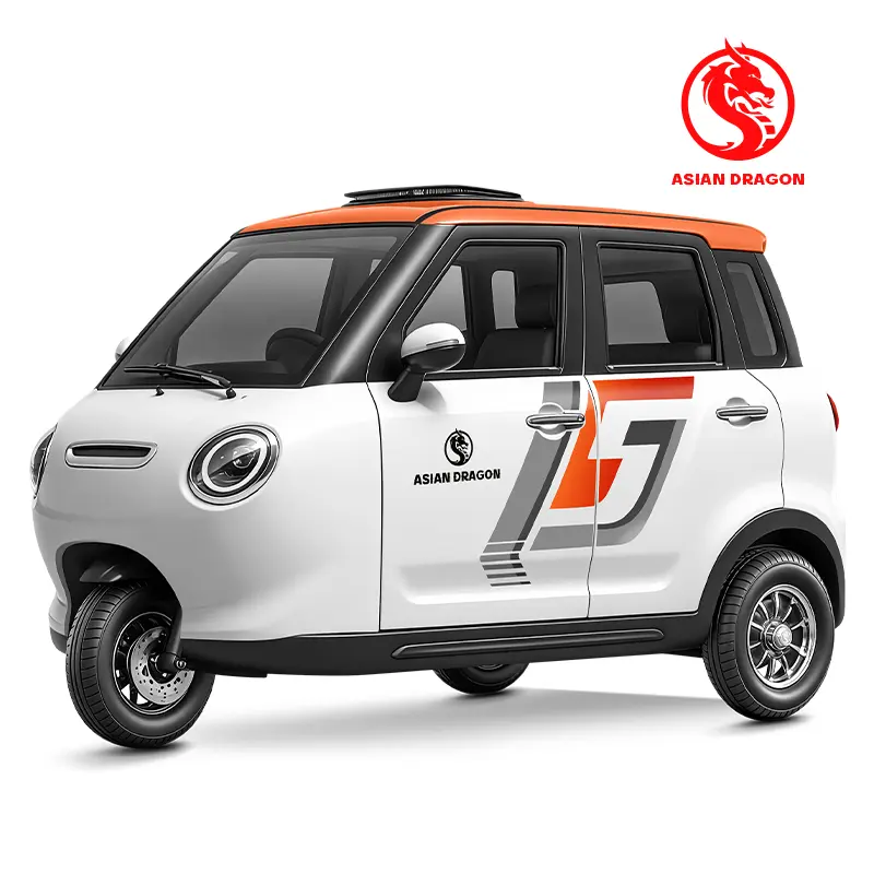 China Suppliers Factory ASIAN DRAGON White-Orange Enclosed E-Trike for Safe and Stylish Family Rides