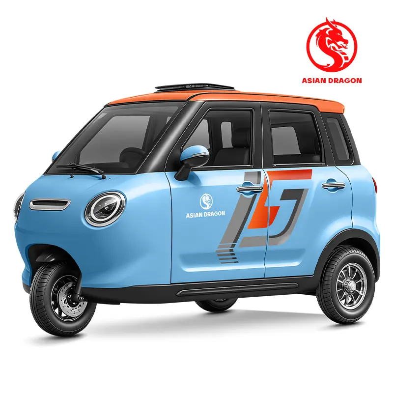 China Suppliers Factory ASIAN DRAGON White-Orange Enclosed E-Trike for Safe and Stylish Family Rides