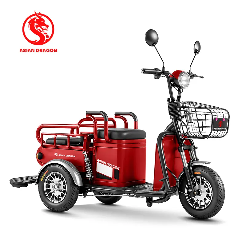 China Suppliers Factory ASIAN DRAGON Red Cargo & Passenger Electric Trike for Urban and Rural Use
