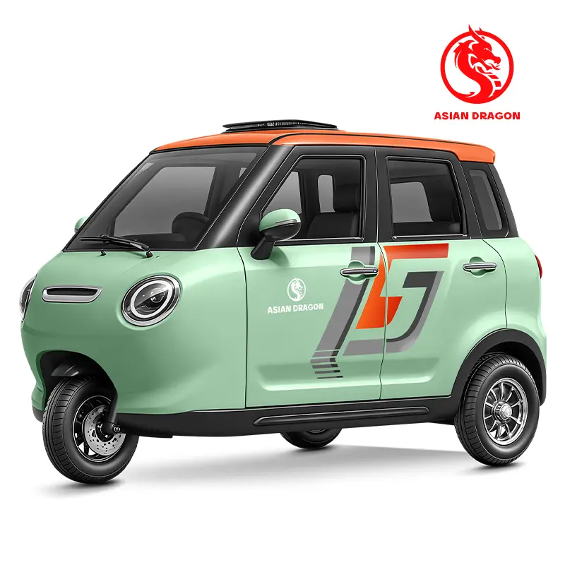 China Suppliers Factory ASIAN DRAGON White-Orange Enclosed E-Trike for Safe and Stylish Family Rides