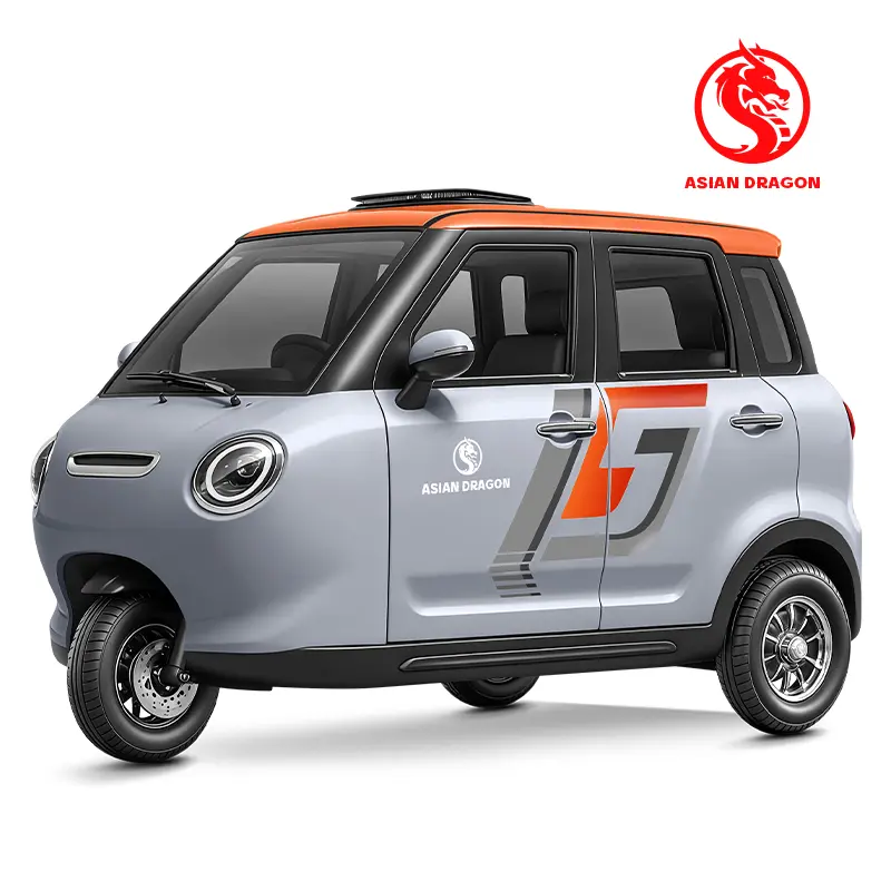 China Suppliers Factory ASIAN DRAGON White-Orange Enclosed E-Trike for Safe and Stylish Family Rides