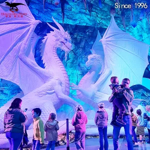 High-Quality Custom White Dragon Model CE Certified Mythical Ice Dragon Fantasy Sculpture for Fantasy Theme Parks & Outdoor Display Lightweight High-Quality Foam Customization Factory, Factories