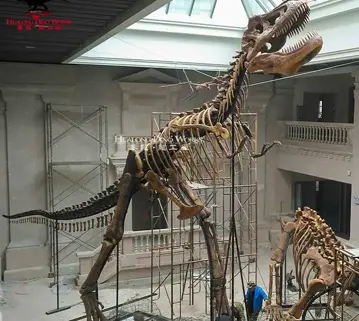 Animatronic dinosaur display inside a technology exhibition hall
