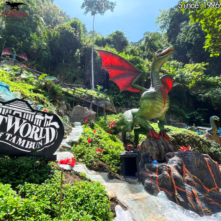 Buy Animatronic Dragon Statue - Outdoor Decoration with Realistic Roaring Sound, Flashing LED Eyes & Weatherproof Silicone Skin for Garden/Theme Park Manufacturers, Factories